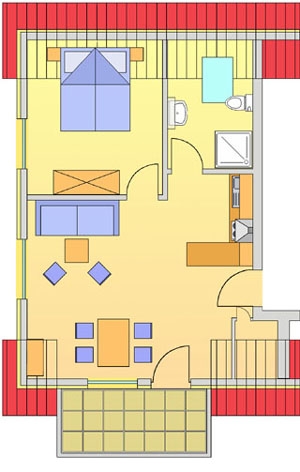 Neu gebaut, modern, hell, bestens ausgestattet: Ferienwohnung Alter Schulgarten im Obergeschoss.