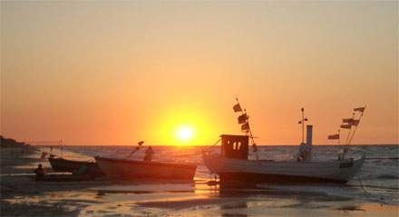 Gode Nacht: Sonnenuntergang über dem Ostseestrand von Usedom