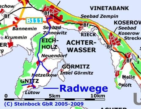 Mit dem Rad entdecken: Lütow, Möwenort und Weißer Berg auf der Halbinsel Gnitz.