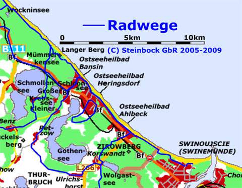 Strandpromenade, Seebrücken: Mit dem Rad in die Kaiserbäder.