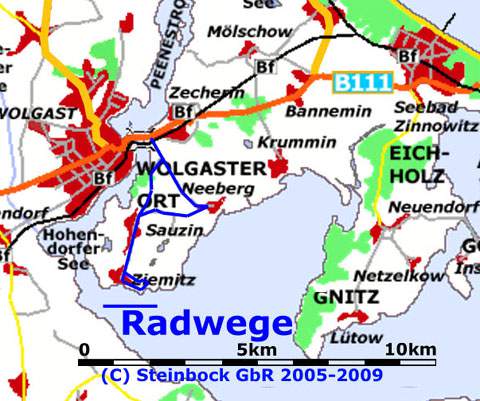 Radfahren auf Usedom: Zwischen Peenestrom und Krumminer Wiek.