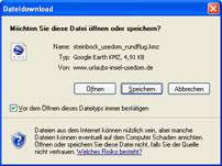 Speichern der downgeloadeten Rundflug- (KMZ-) Datei auf der lokalen Festplatte.