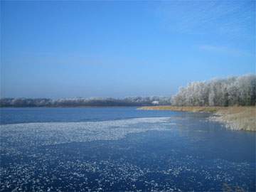 Winterurlaub auf der Insel Usedom: das Ufer des Kölpinsees im Seebad Loddin