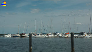 Wassersportgebiet Greifswalder Bodden: Die Marina Kröslin an der Peenemündung.