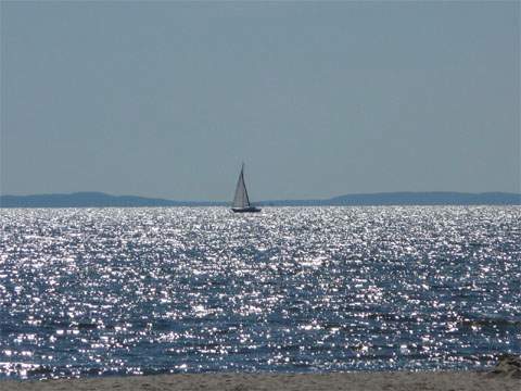 Pommersche Bucht bei Usedom: Blick über die glänzende Ostsee zwischen Koserow und Kölpinsee.